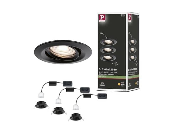 Paulmann 93083 LED Nova mini Spots encastrés Kit de base orientables 66mm 15° 3x310lm incl. 3x4W proj. encastré 2700K Coin