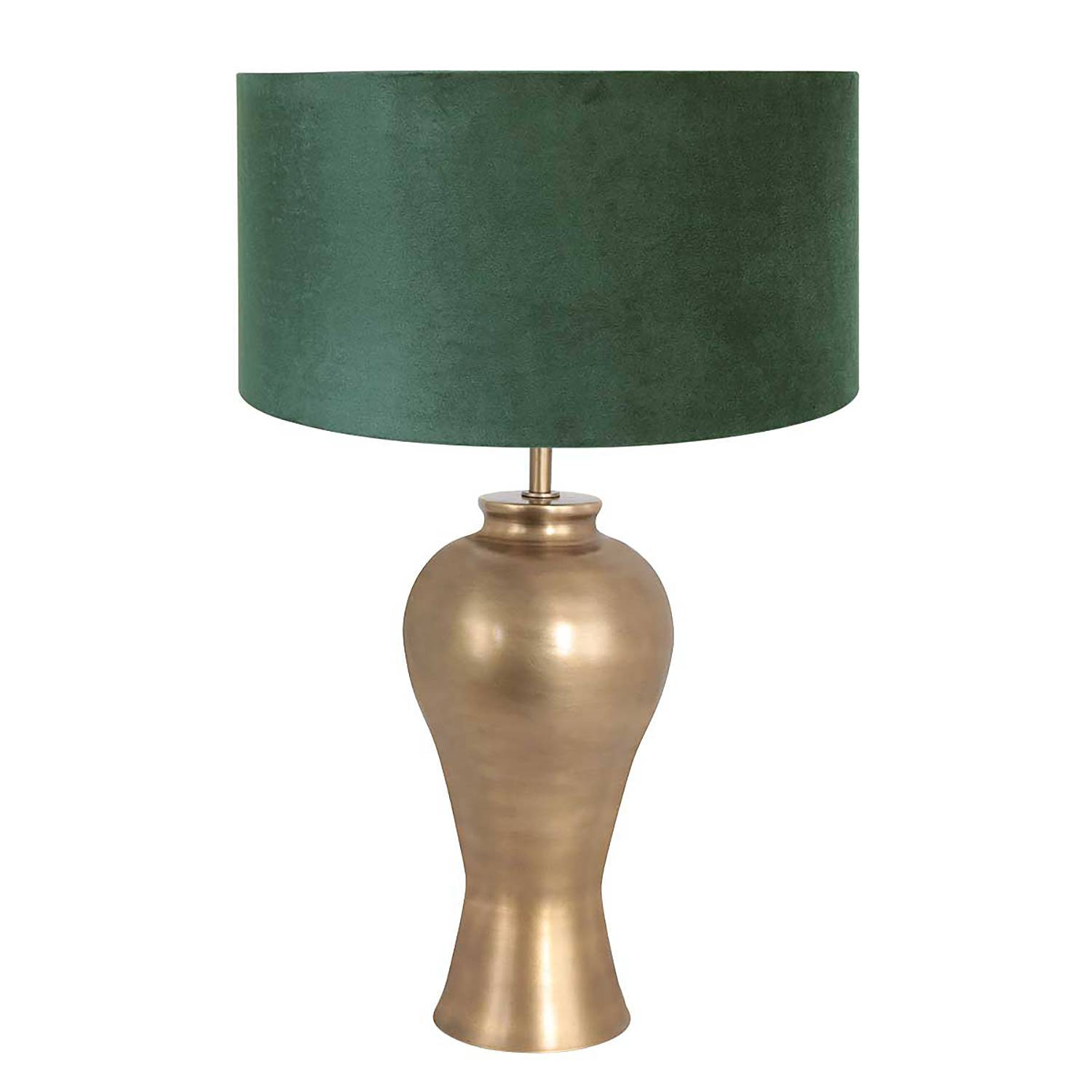 home24 Tafellamp Brass type B koper/donkergroen velours Ø 40 cm E27