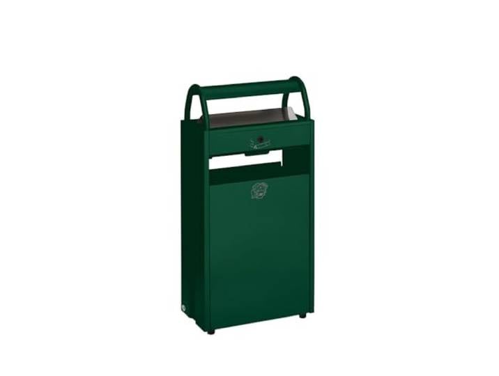 PROREGAL Kombiascher mit Schloss und Blenden 60 Liter, HxBxT 98x48,5x26,5cm Stahl Grün Mülleimer Aschenbecher Abfalleimer