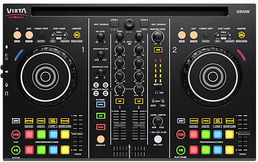 Controladora DJ - Vieta Pro Orion, Bluetooth, 2 Canales, Jogwheels, Rango de Frecuencia: 20 20000 Khz, Negro