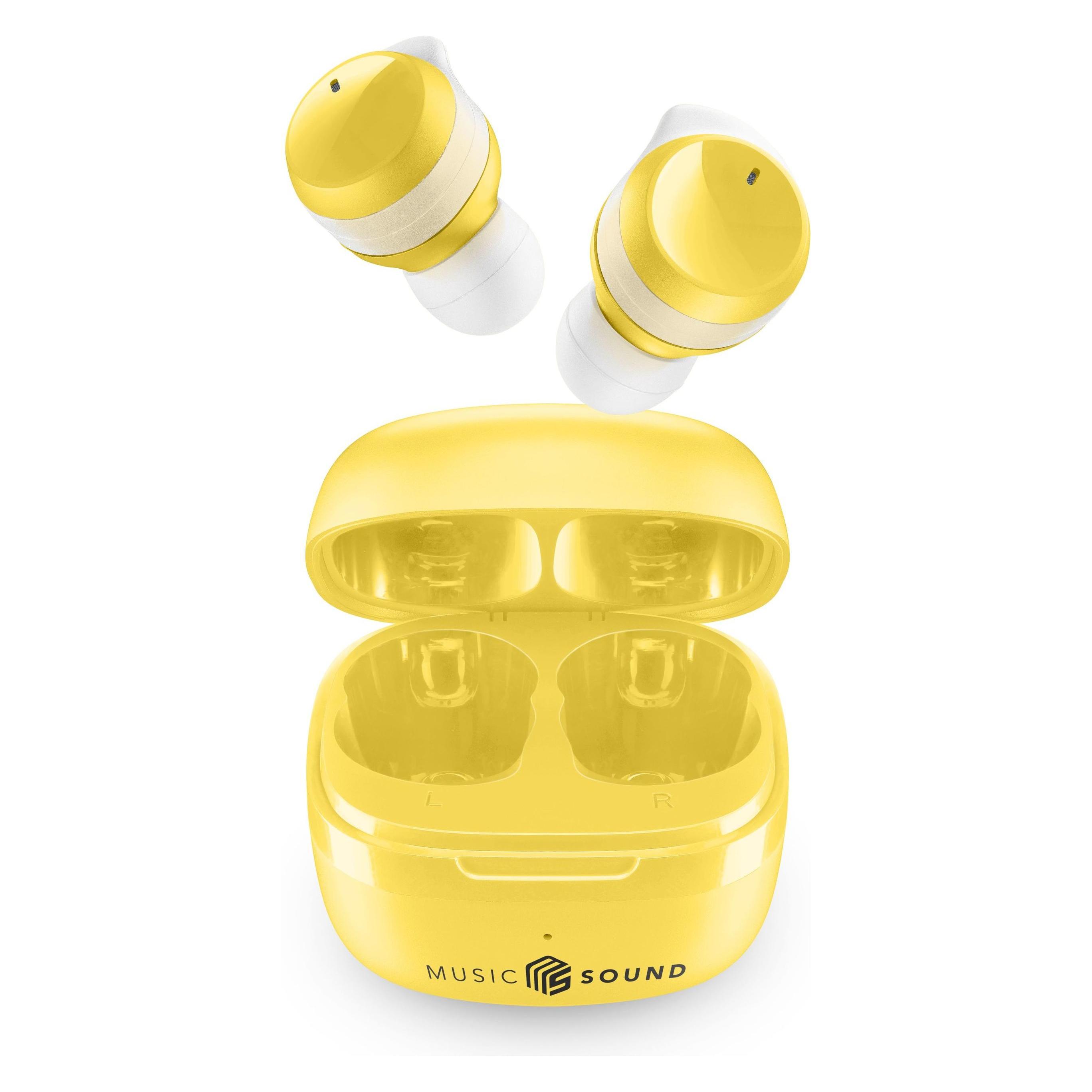 Music Sound Cellularline Music & Sound Bluetooth Earphones FLOW Yellow (Keine Geräuschunterdrückung, 25 h, Kabellos) (BTMSTWSFLOWY)