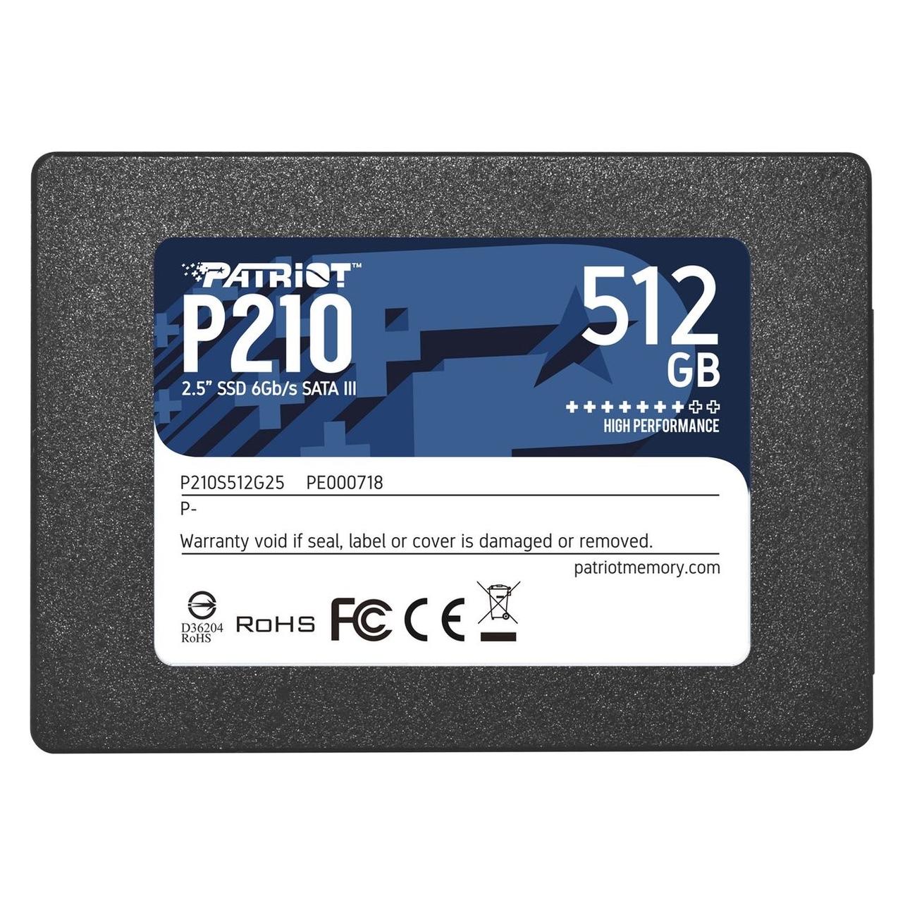 Patriot SSD||P210|512GB|SATA 3.0|Schreibgeschwindigkeit 430 MByte (512 GB, 2.5") (P210S512G25)