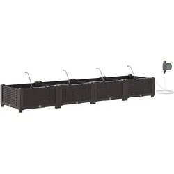 Helloshop26 - Set aus 4 modernen Pflanzgefäßen mit Gartenbewässerungssystem 160 x 40 x 22 cm brauner Stahl