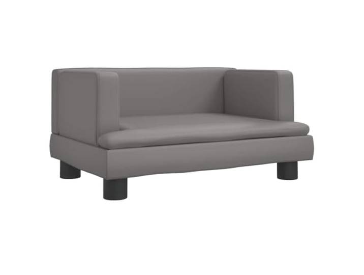 sofa Grau 60x40x30 cm Kunstleder Minisofa mit Schaumstoffpolsterung, Kiefernholzrahmen, vier Beine, moderne Optik,
