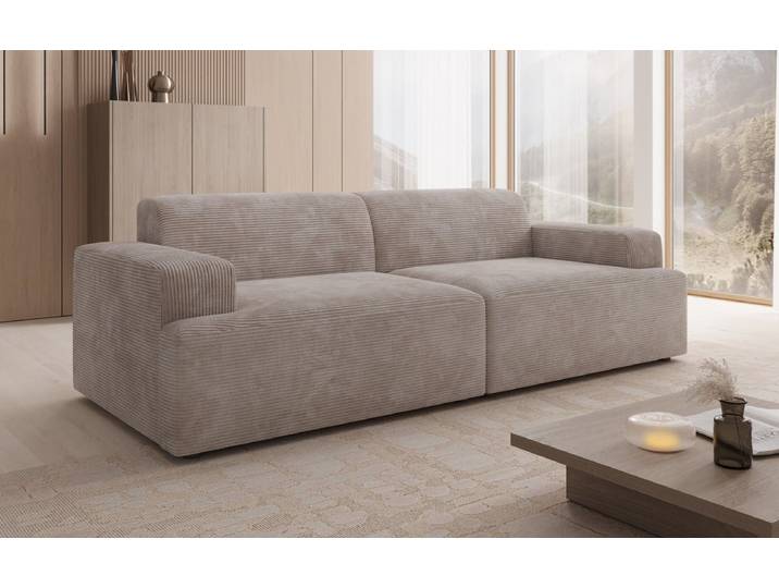 Designer 3 Sitzer Sofa Monza in Cord - Grau - Cord - Luxusbetten24