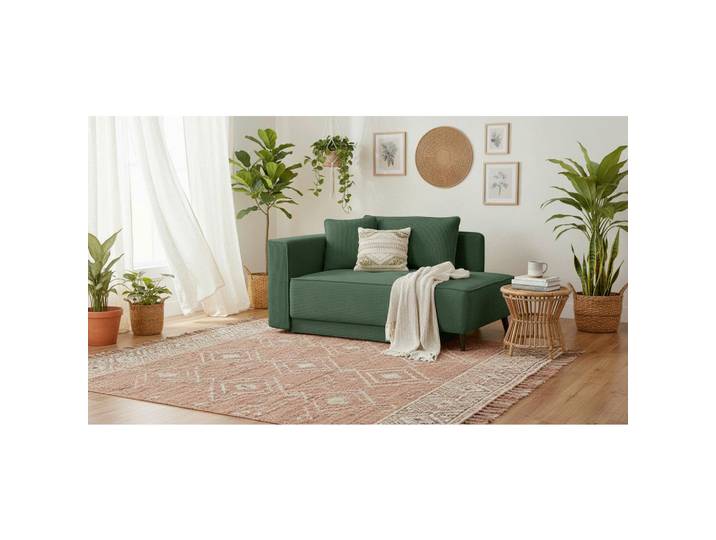 P & B Récamiere Elio, Grün, Holz, Kunststoff, Kautschukholz, massiv, Füllung: Polyester, 97x79x150 cm, Liegefunktion, Wohnzimmer, Sofas & Couches, Sofas, Recamieren