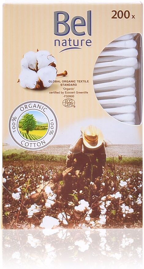 Bel Nature Ecocert bastoncillos cartón algodón orgánico 200 pz