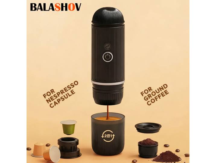 Machine à café expresso électrique sans fil Portable 2 en 1, pour voiture et maison, Camping, cafetière Portable, capsules et café moulu