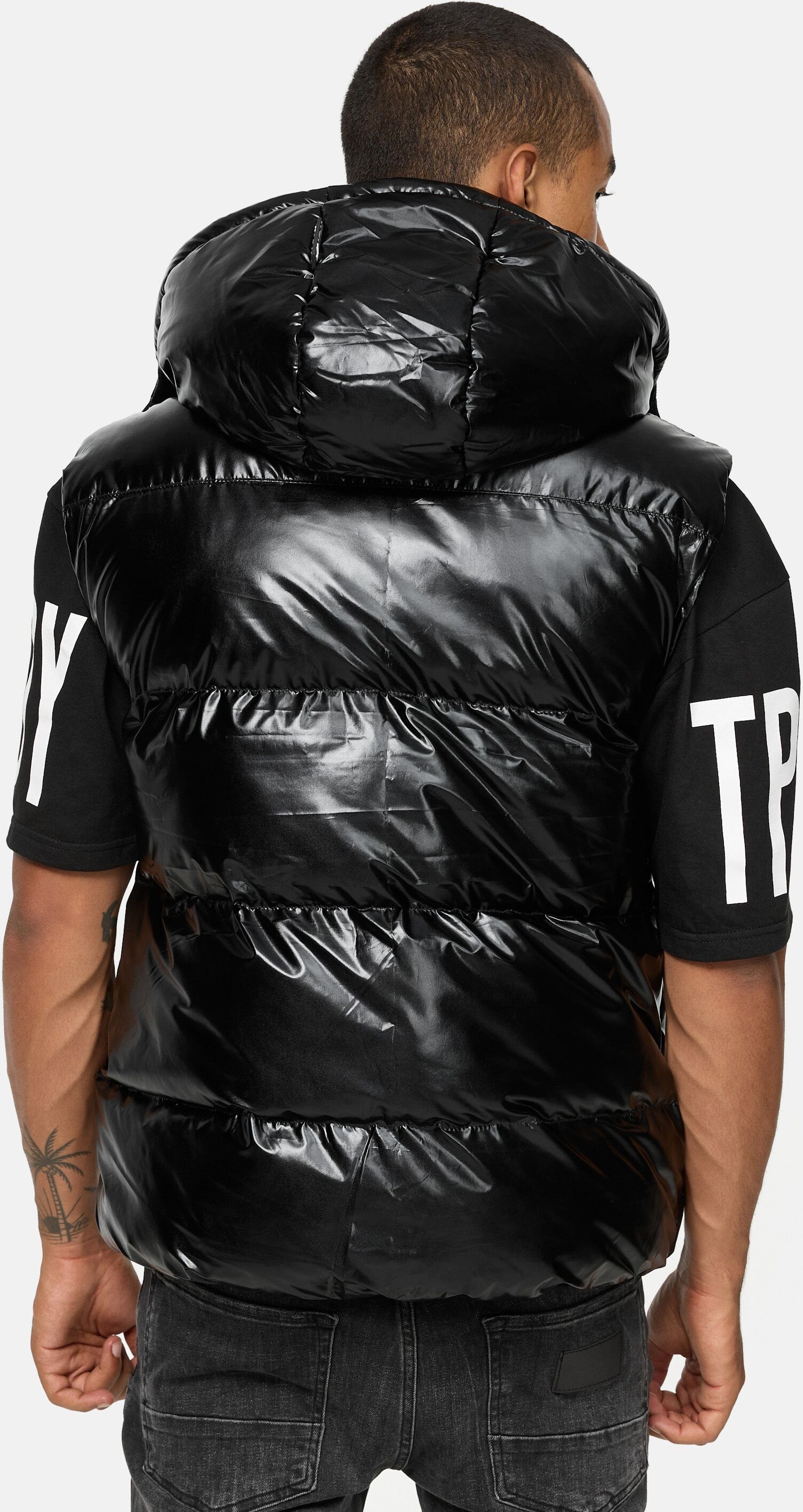 Steppweste TRUEPRODIGY "Darko Reflektierender Innenkragen Kapuze extra große Seitentaschen", Herren, Gr. XL, schwarz, Obermaterial: 100% Polyester PES., regular fit, Westen Steppweste