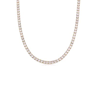 Silberkette ELLI "Halskette Zirkonia Glamouröse Collier Goldfarben" Gr. 40, gold, Halsketten, Damen, mit Stein, Messing, Silberkette
