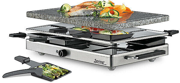 SPRING Raclette8 mit Granitstein (Edelstahl) silber EG