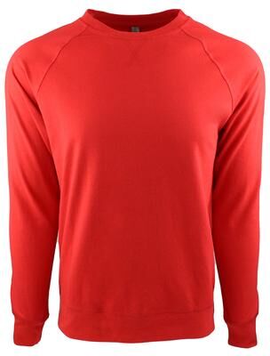 Next Level N9000 Laguna Raglan Crewneck Sweatshirt in Red size Medium   60/40 cotton/polyester fleece 9000, NL9000