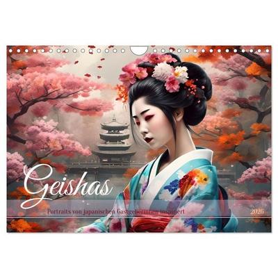 Geishas Portraits von japanischen Gastgeberinnen inspiriert (Wandkalender 2026 DIN A4 quer), CALVENDO Monatskalender