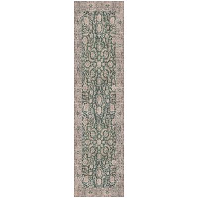Teppich FLAIR RUGS "Beau Floral", grün, B:60cm H:2mm L:230cm, Kunstfaser, Teppiche, Teppich, Waschbarer Vintage Teppich, Wohnzimmer, Schlafzimmer, Esszimmer