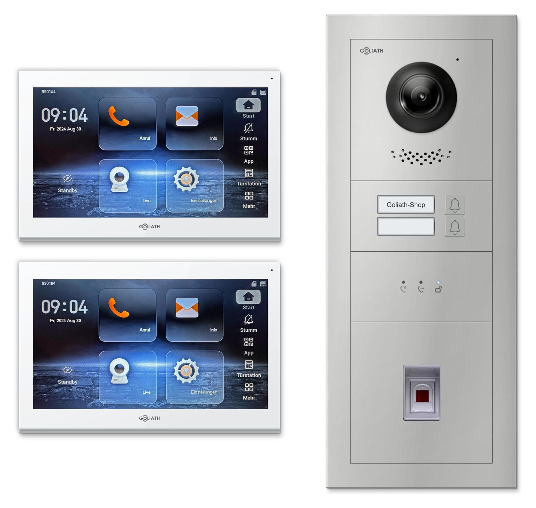 Goliath Premium IP GL-IPH230.2 Video-Türsprechanlage, 2 Familien, 2× 10 Zoll Weiß, Silber, Aufputz