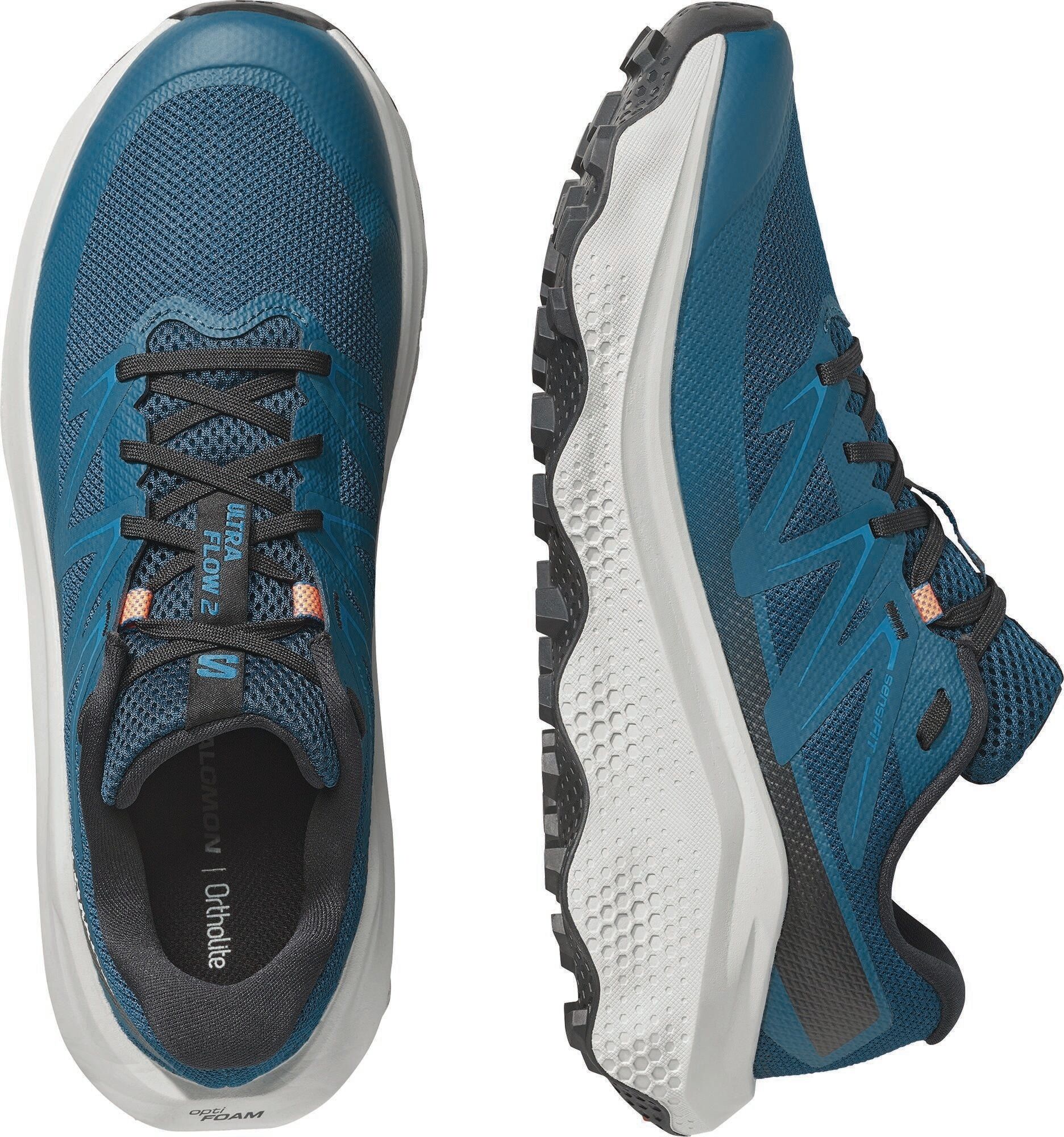 Trailrunningschuh SALOMON "ULTRA FLOW 2", Herren, Gr. 45, blau (gibraltar sea, schwarz, lunar rock), Synthetik, Textil, Schuhe Trailrunningschuh, für mehr Grip gibraltar sea, schwarz, lunar rock 45