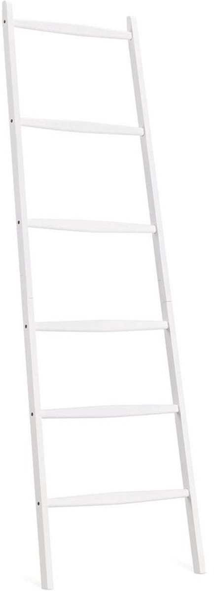 Multifunctionele bamboe handdoekenladder met 6 treden voor de badkamer of slaapkamer - Wit