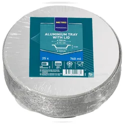 METRO PROFESSIONAL Aluschale mit Deckel, Aluminium, Ø 18.2 x 4 cm, 12 x 25 Stück