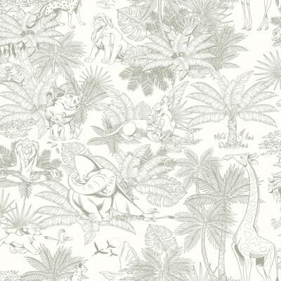 RoomMates Disney Lion King Tropical Toile Sage Peel and Stick Wallpaper