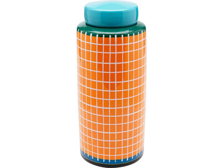 Dose KARE DESIGN Dekodose Festa , orange, H:37cm Ø:16cm, Porzellan, Aufbewahrungsboxen, Dose, ideal für Schmuck, Schlüssel, Kleingeld, Haargummis u.a. Kleinteile