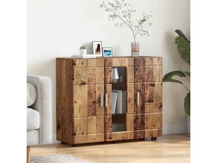 Holzschrank aus Holzwerkstoff mit Türen, Stabiler Schrank für Wohnzimmer, Rechteckige Form, matte Oberfläche, pflegeleichte Reinigung, vielseitige Nutzung in Innenräumen, modernes Design