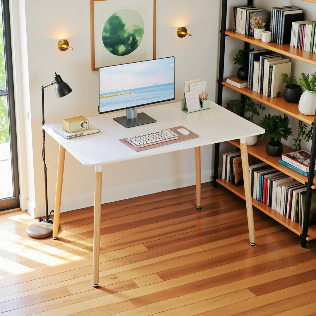 Metro Solid Wood Writing Desk White 74cm H X 110cm W X 70cm D
