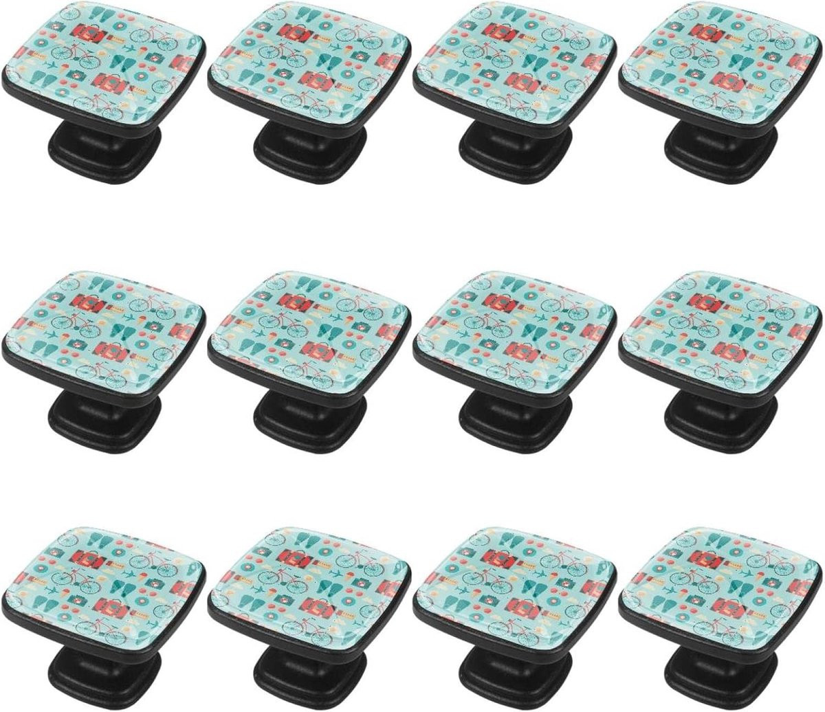Set van 12 multicolor vierkante kastknoppen van kristalglas ABS voor het vernieuwen van meubels
