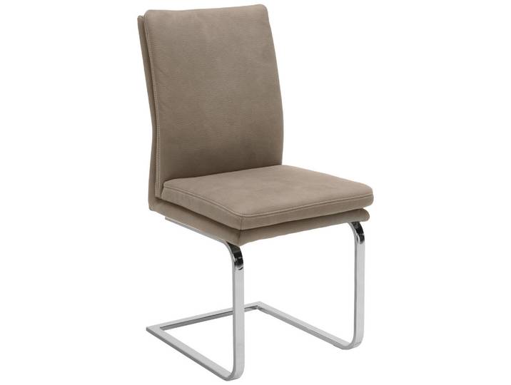 Novel Schwingstuhl, Taupe, Chrom, Metall, Uni, U-Form, 47x100x64 cm, Lederauswahl, Stoffauswahl, Esszimmer, Stühle, Esszimmerstühle, Schwingstühle