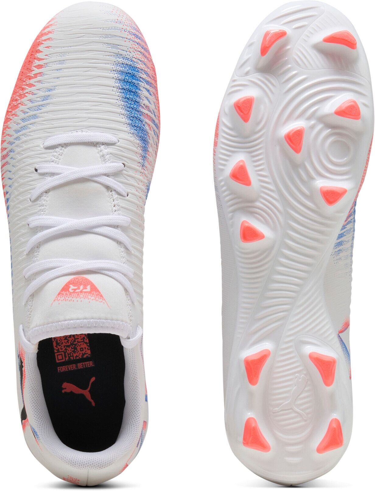 Fussballschuh PUMA "FUTURE 8 PLAY FG/AG", Gr. 43, weiss (puma weiß, puma schwarz, glowing rot), Synthetik, Schuhe Fussballschuh, für Rasen- und Kunstrasenplätze puma weiß, puma schwarz, glowing rot 43