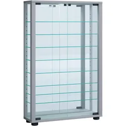 VCM, Vitrine + Buffetschrank, Sammelvitrine Standvitrine Glasvitrine Glasregal Vitrine Glas Schaukasten "Lumo Mini Spiegel" (59 x 18 x 91 cm)