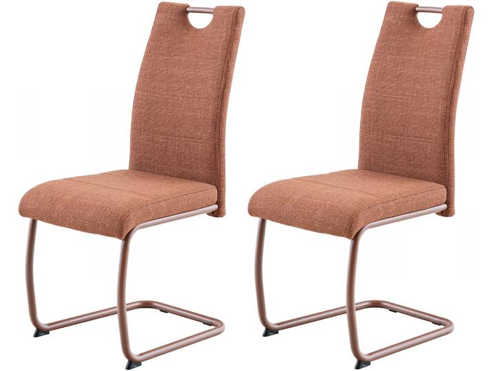 Freischwinger HELA FLORENZ , braun (copper, copper, copper), B:43cm H:97,5cm T:61cm, Metall, Polyester, Stoff, Stühle, Freischwinger, Rundrohrgestell Matching Colour, gepolstert, mit Griff