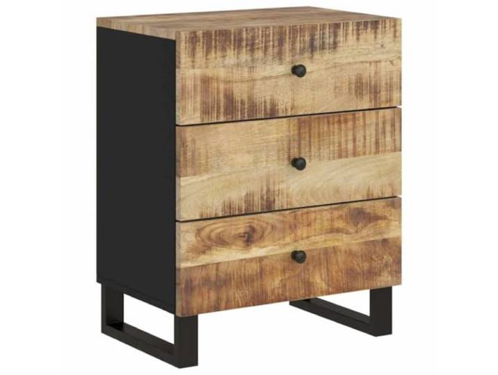 GHVBNMF Nachttisch Massivholz Mango mit 3 Schubladen 50x33x62 cm Industrieller Beistellschrank fürs Schlafzimmer mit Metallbeinen und viel Stauraum für eine ordentliche Raumgestaltung.