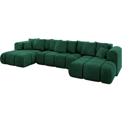 WOHNLANDSCHAFT CLOUD-U-v1 405x185x90 Dunkelgrün Velours