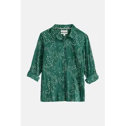 Seasalt Bluse Larissa Damen Dunkelgrün Petrol Weiß Vögel