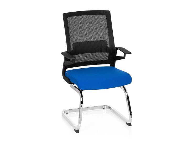 Chaise De Conférence / Chaise À Piètement Luge / Siège Inventor V Tissu Noir / Bleu Hjh Office
