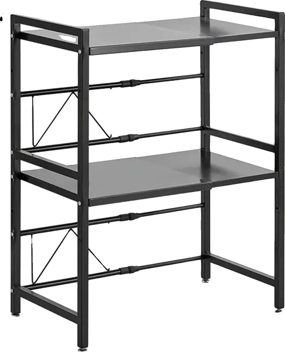 Modern zwart metalen keukenrek met drie lagen en uitbreidbaar ontwerp