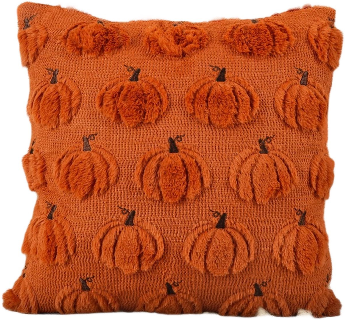 Zachte imitatiebont kussenhoes karamel - 45 x 45 cm - Pluche fluwelen decoratieve kussenhoes