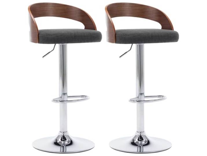 Barstühle, 2-teilig, dunkelgrau, Stoff und Holz, tailliert, mit Einstellung Integrierte Fußstütze, robuster Metallrahmen, Gasheben, Belastung 110 kg pro Sitz, modernes Design für Bar oder Lokal
