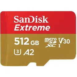 Sandisk 512 GB MicroSDXC Extreme 190MB/130MB card only (512 GB, microSDXC, U1, UHS-I), Speicherkarte, Schwarz