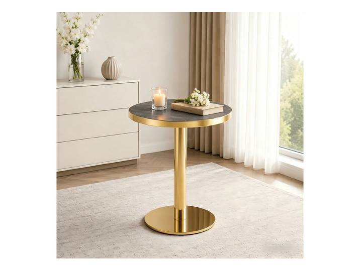 JUFU Beistelltisch rund UV-Platte Metallgestell 60x74cm (1-St)