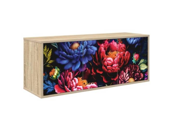 hliofuir Wandmontierter TV-Schrank 102x33x40 cm Sonoma-Eiche Schwebendes Lowboard für Schlafzimmer und Stube: 3 Türen, dekorative Front und platzsparende Wandbefestigung.