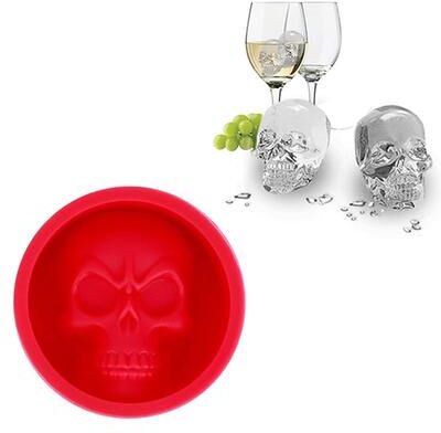 Inspired Deals Skull Ice Cube Mold Silicone Whiskey Ice Mold For Creative Drinks And Cocktails red