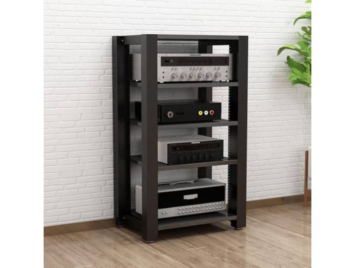 Hifi Rack Stereo-Rack Audio-Rack aus Massivholz und Metall, offenes Gestell 2/3/4/5-stufig mit absorbierenden Füßen, geeignet für Wohnzimmer, Spielzimmer und Schlafzimmer(C,39.4*20*23.6IN)
