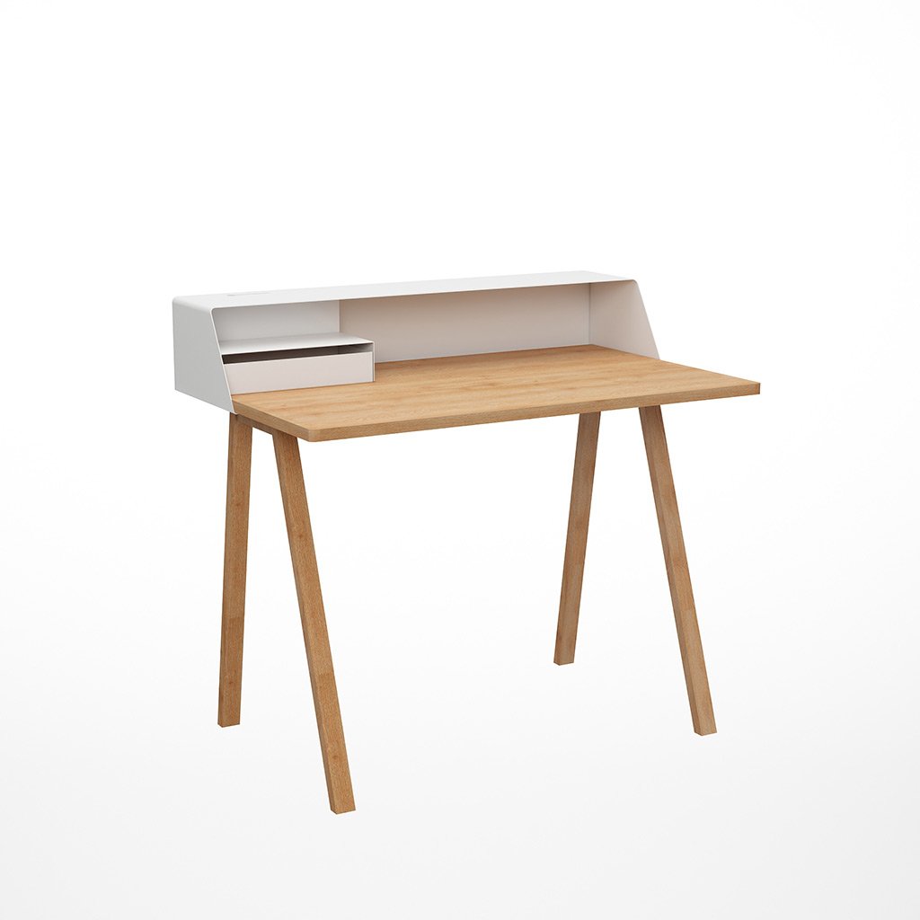 müller möbelfabrikation PS04 Sekretär - Eiche / weiß PS04-E + PS04-86 + PS04-04 (QuickShip)