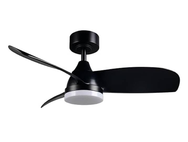 Reality Leuchten LED Deckenventilator mit Beleuchtung Helsinki R62732132, Kunststoff Schwarz matt, 6 Geschwindigkeiten, Sommer- Winterbetrieb, Fernbedienung, Dimmer, Timer, Nachtlicht, Lichtfarbe