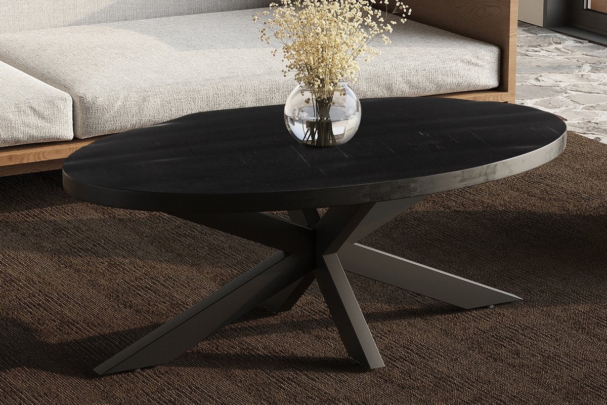 Madella ovale salontafel van zwart mango hout