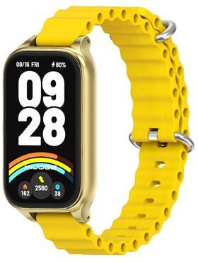 Everyday Crate Mijobs Xiaomi Smart Band 9 Active Band Marine Silicone Replacement Watch Band With Metal Shell For Redmi Band 3 yellow Gold