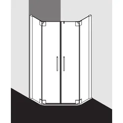 Kermi Pasa XP Fünfeck-Duschkabine Pendeltür PXF5310018VYK 100x100x185cm, silber glanz, ESG SR OpacoClean