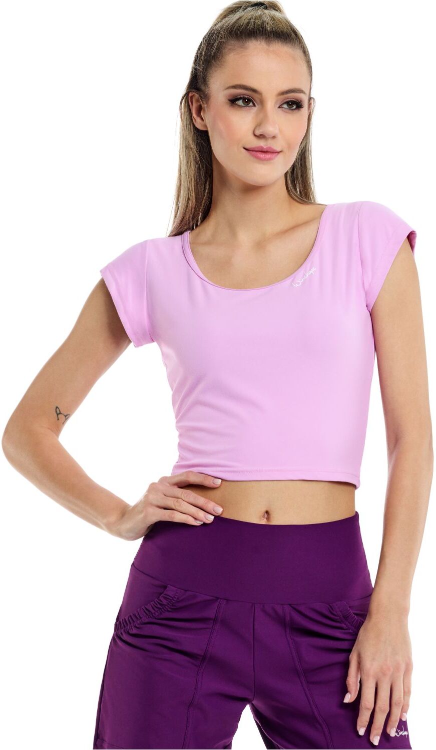 Crop-Top WINSHAPE "AET137LS", Damen, Gr. XXL, rosa (lavender rose), 85% Polyester, 15% Elasthan, Rundhals, Tops Crop-Top, Functional Light and Soft Cropped lavender rose XXL