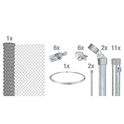 Maschendrahtzaun ALBERTS, silber (verzinkt, zum einbetonieren), H:80cm, Stahl, Zaunelemente, verschiedene Abmessungen, mit oder ohne Bodenhülse